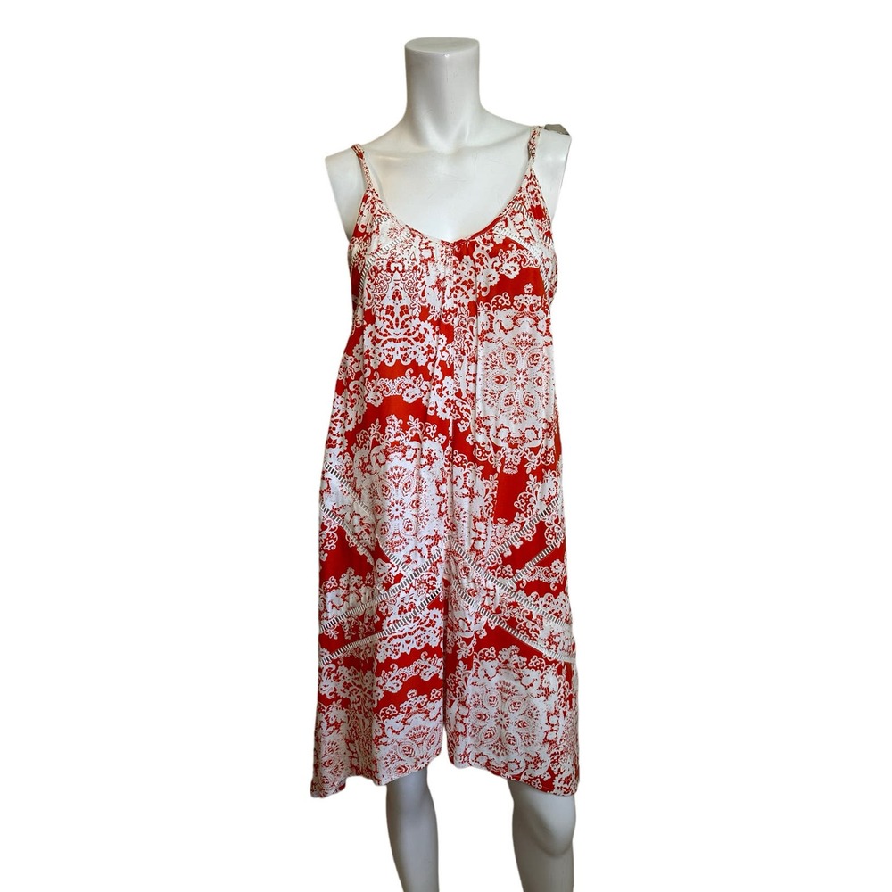 SUBOO Orange & White Handkerchief Hem Tank Dress sz 8